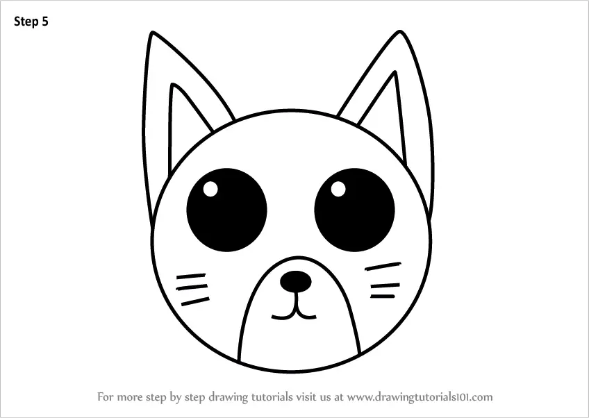Learn How to Draw a Cat Face for Kids (Animal Faces for Kids) Step by