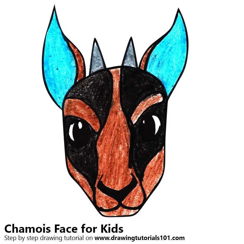 Learn How to Draw a Chamois Face for Kids (Animal Faces for Kids) Step