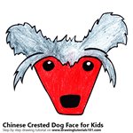 How to Draw a Chinese Crested Dog Face for Kids
