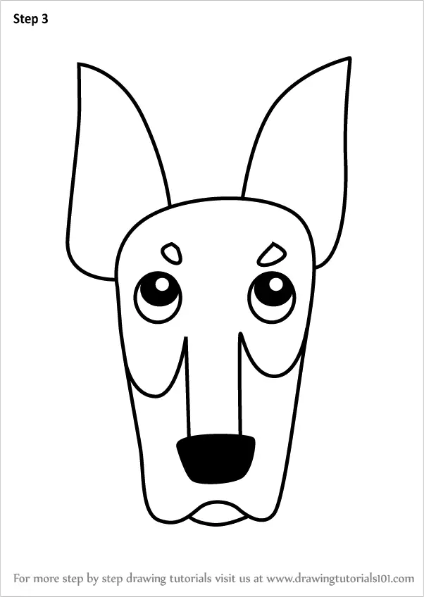 How to Draw a Doberman Dog Face for Kids (Animal Faces for Kids) Step