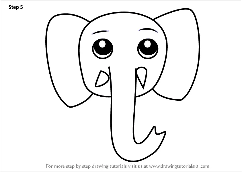 Learn How to Draw an Elephant Face for Kids Animal Faces for Kids Step by  Step  Drawing Tutorials