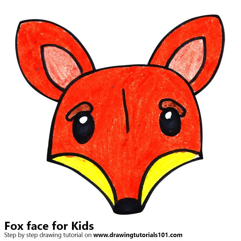 Learn How to Draw a Fox Face for Kids (Animal Faces for Kids) Step by