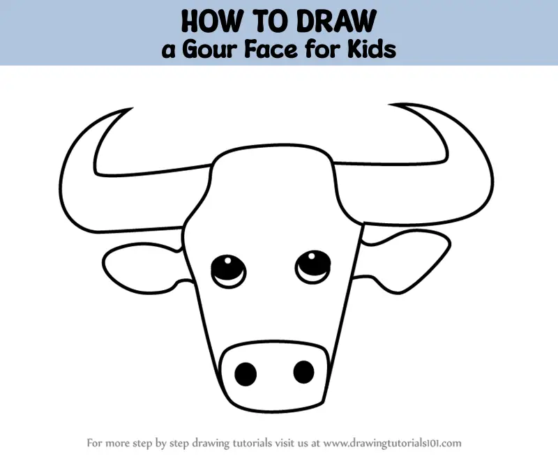 How to Draw a Gour Face for Kids (Animal Faces for Kids) Step by Step ...