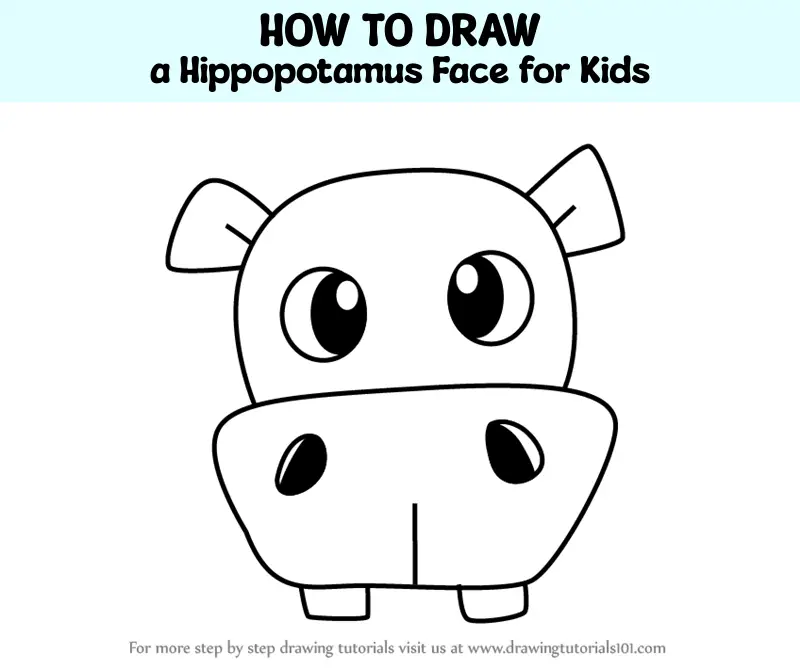 cute hippo smiling, child book drawing, trending on...