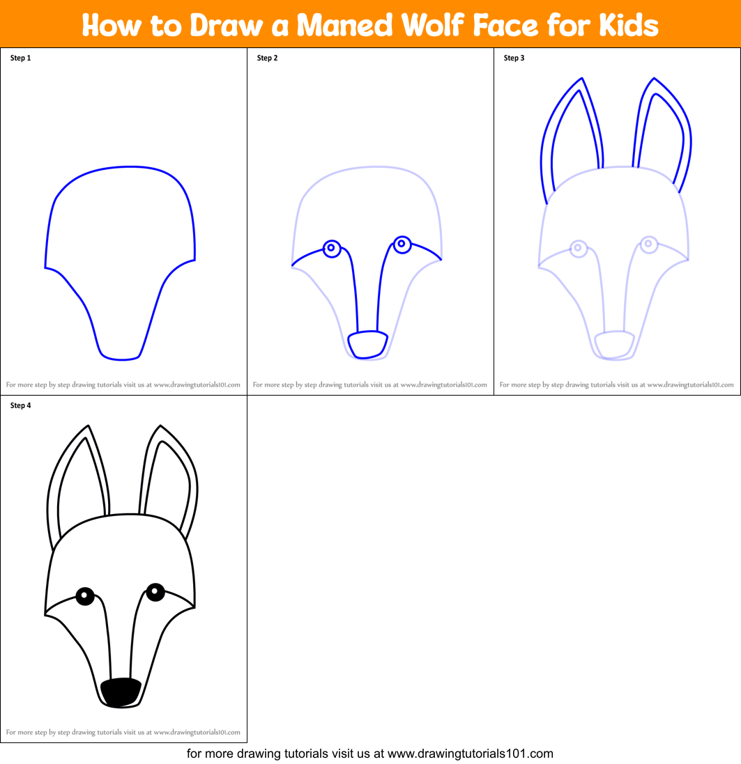 how to draw wolf head step by step