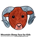 How to Draw a Mountain Sheep Face for Kids
