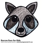 How to Draw a Raccon Face for Kids