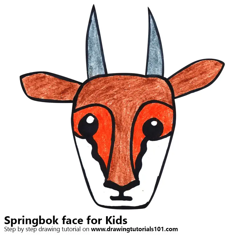 Learn How to Draw a Springbok Face for Kids (Animal Faces for Kids