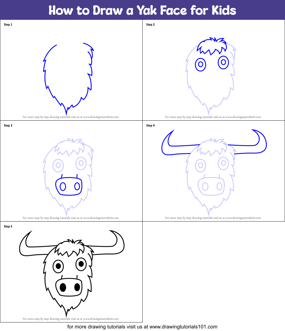 how to draw a yak face for kids printable step by step drawing sheet drawingtutorials101 com draw a yak face for kids printable step
