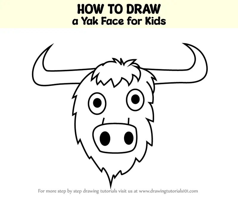 How to Draw a Yak Face for Kids (Animal Faces for Kids) Step by Step ...