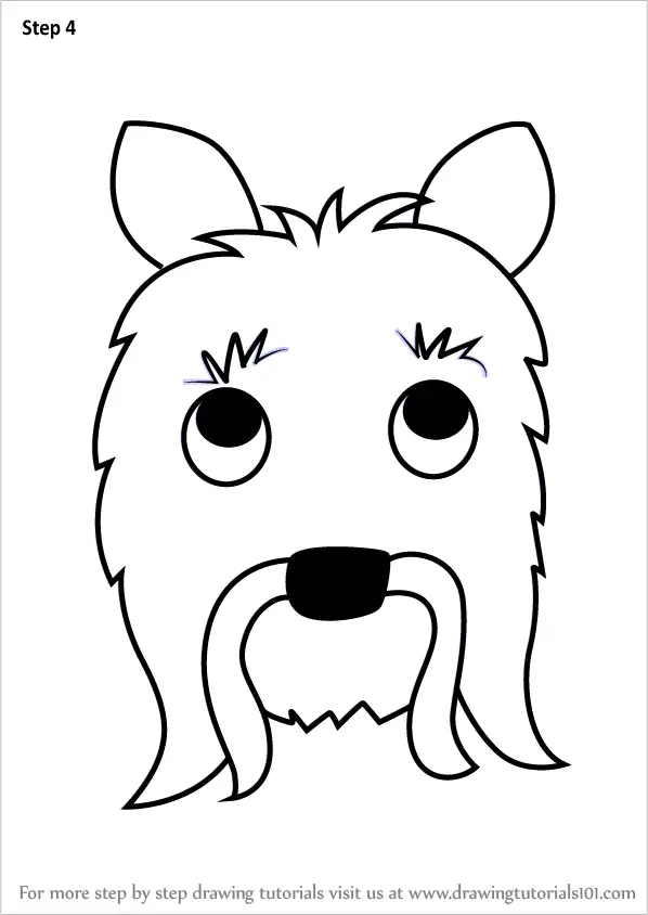 How to Draw a Yorkshire Terrier Dog Face for Kids (Animal Faces for ...