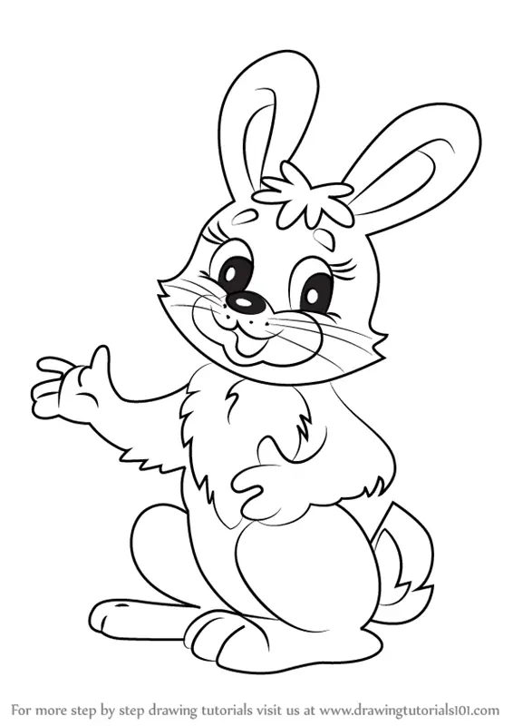 How to Draw Cartoon Bunny Rabbit (Animals for Kids) Step by Step