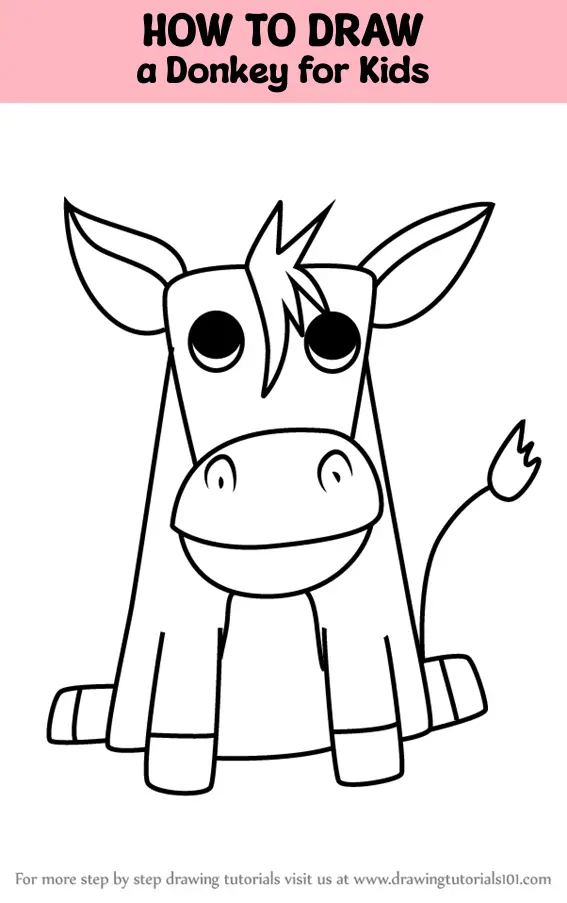 Easy How to Draw a Donkey Tutorial