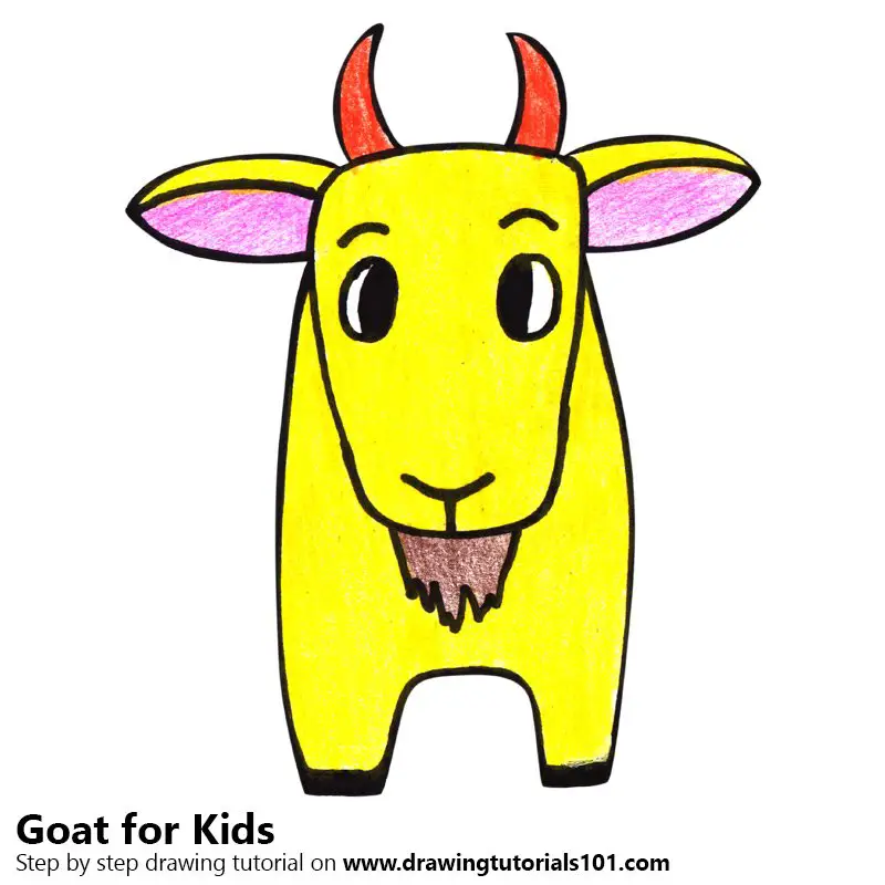 How to Draw a Goat for Kids Easy (Animals for Kids) Step by Step |  DrawingTutorials101.com