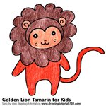 How to Draw a Golden Lion Tamarin for Kids