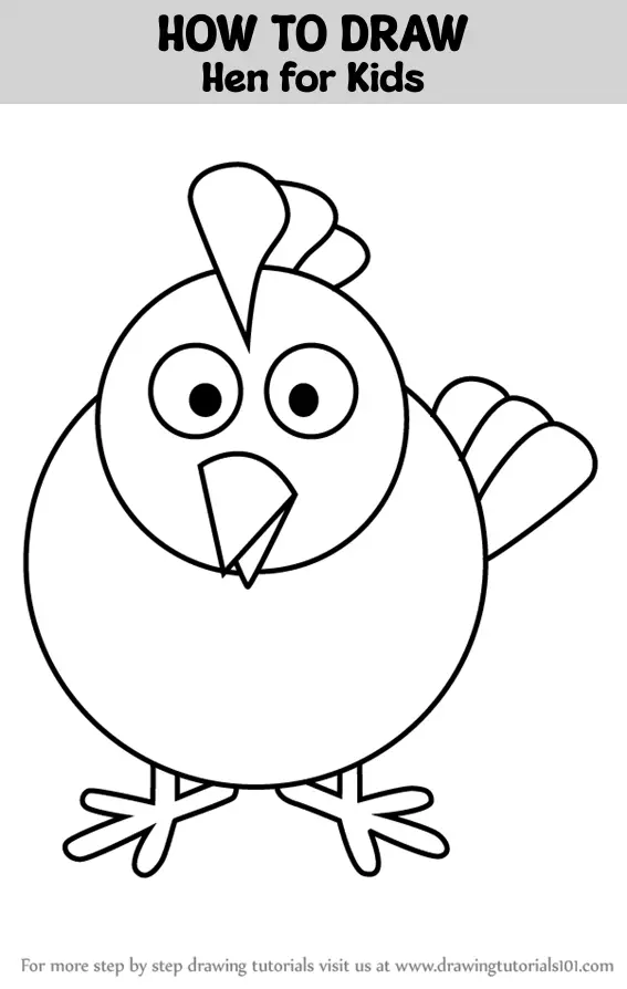 hen drawing lesson | Easy drawings, Drawings, Drawing tutorials for kids