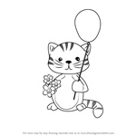 How to Draw a Kitten with Balloon