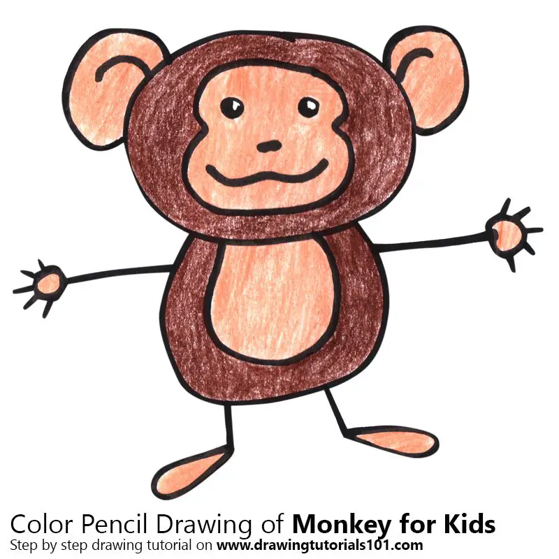Proboscis Monkey Endangered Wildlife Cartoon Retro Drawing