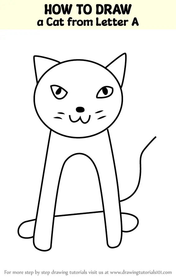 How to Draw a Cat from Letter A (Animals with Letters) Step by Step ...