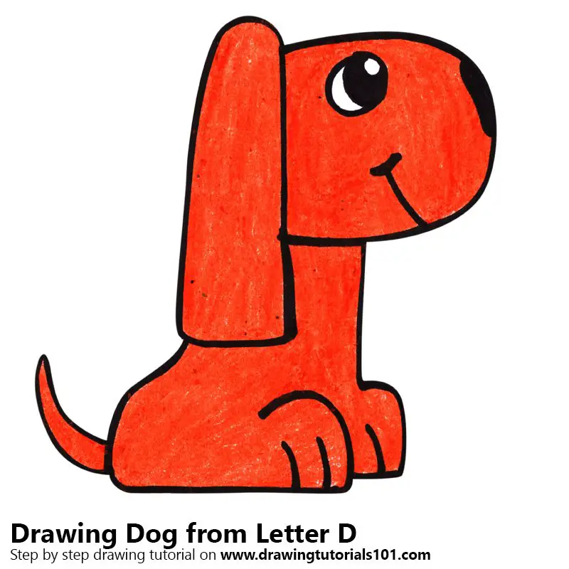 Dog from Letter D Color Pencil Drawing