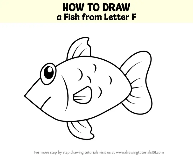 How to Draw a Fish from Letter F (Animals with Letters) Step by Step ...