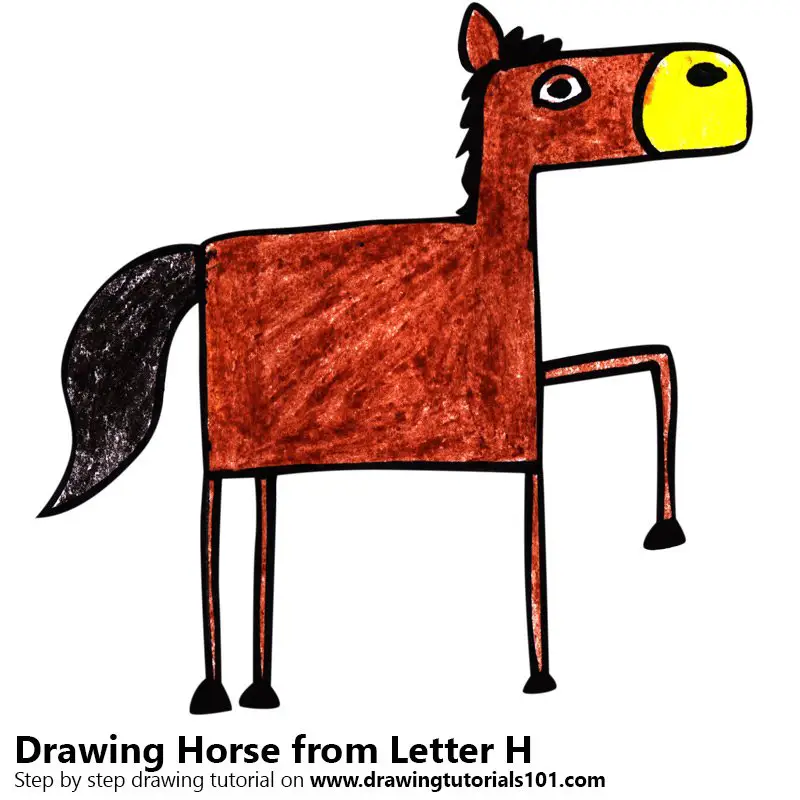 Horse from Letter H Color Pencil Drawing