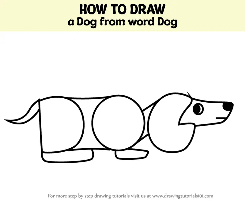 How to Draw a Dog from word Dog (Animals with their Names) Step by Step