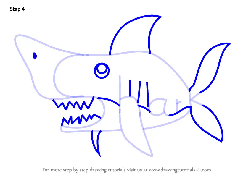 How to Draw a Shark from word Shark (Animals with their Names) Step by ...