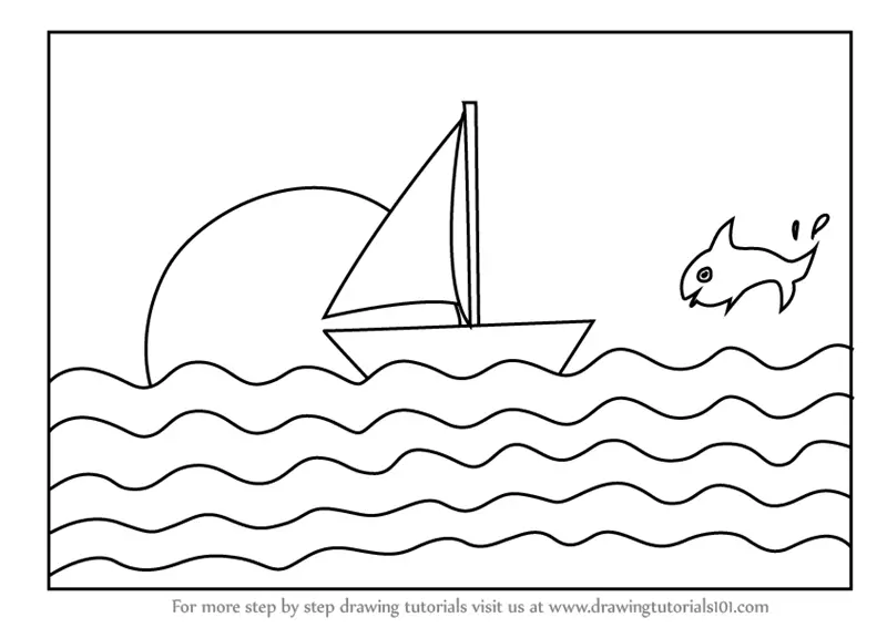 A pirate ship (vectorized) to color. simple, linear, minimalist drawing,  with a black contour line and the rest of the drawing in white. no shading,  no color on Craiyon