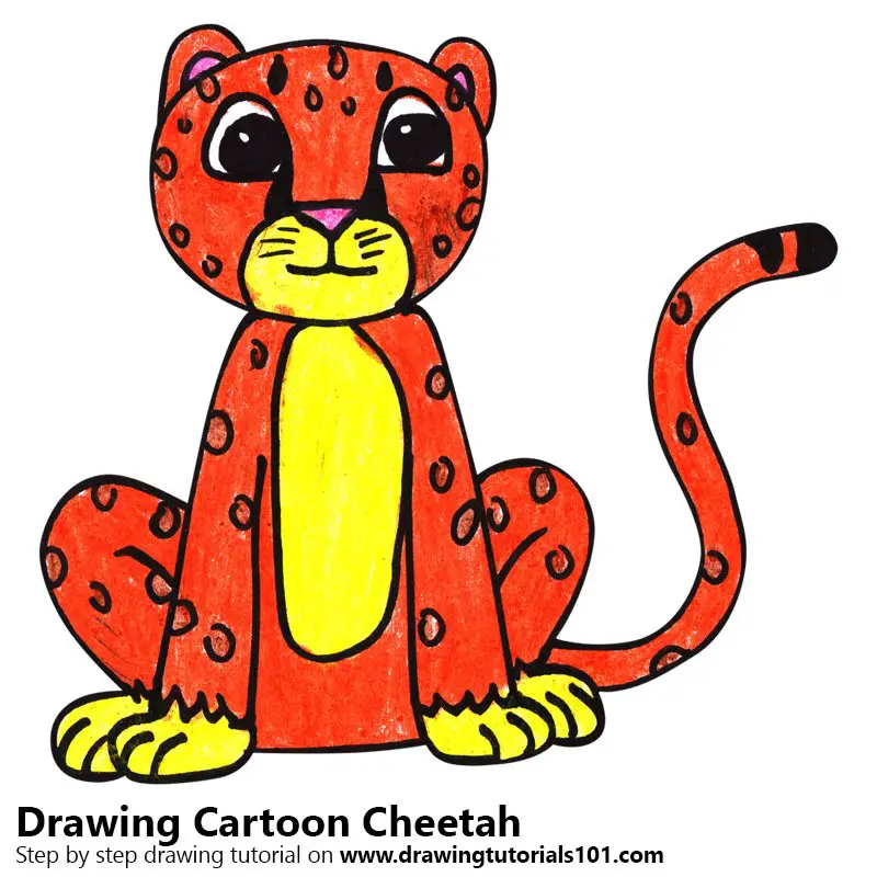 Learn How to Draw a Cartoon Cheetah (Cartoon Animals) Step by Step