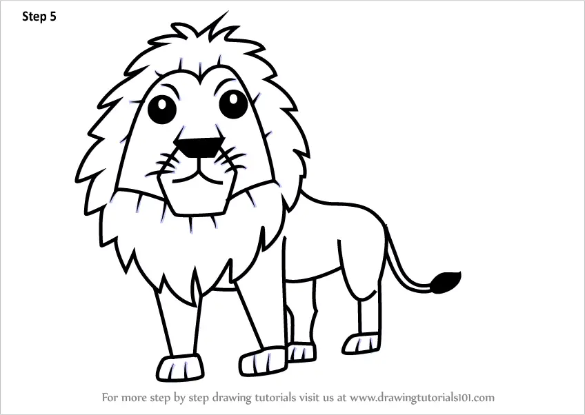 Learn How to Draw a Cartoon Lion (Cartoon Animals) Step by Step