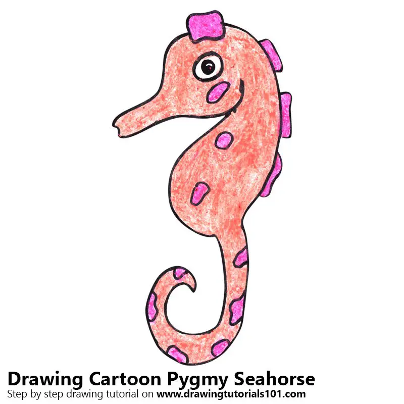 Cartoon Pygmy Seahorse Color Pencil Drawing