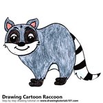 Cartoon Raccoon Color Pencil Sketch