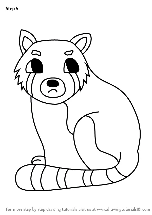Learn How To Draw A Cartoon Red Panda Cartoon Animals Step By Step Drawing Tutorials