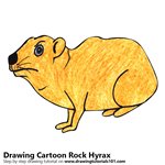 Cartoon Rock Hyrax Color Pencil Sketch