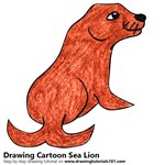 Cartoon Sea Lion Color Pencil Sketch