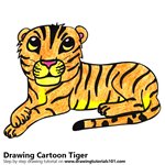 Cartoon Tiger Color Pencil Sketch
