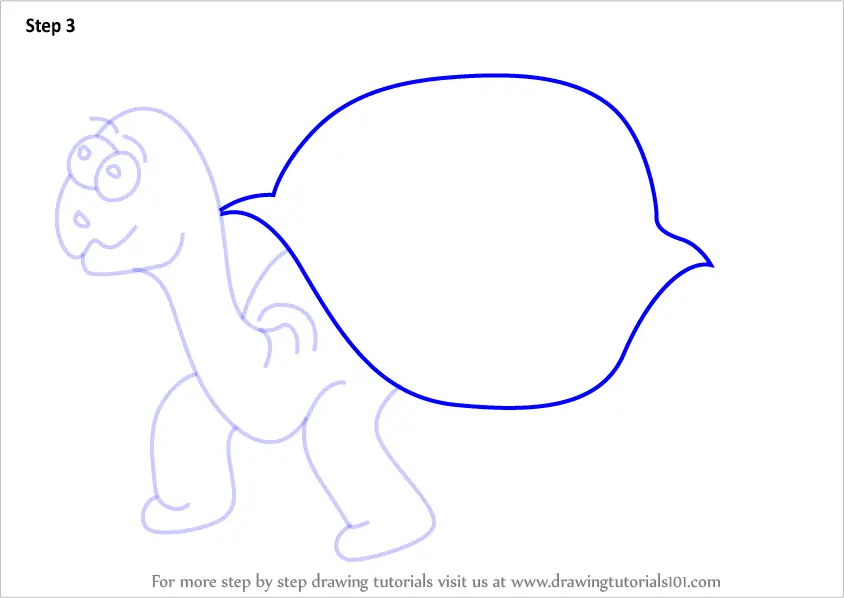 How to Draw a Cartoon Tortoise (Cartoon Animals) Step by Step ...