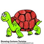 Cartoon Tortoise Color Pencil Sketch