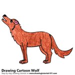 Cartoon Wolf Color Pencil Sketch
