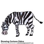 Cartoon Zebra Color Pencil Sketch