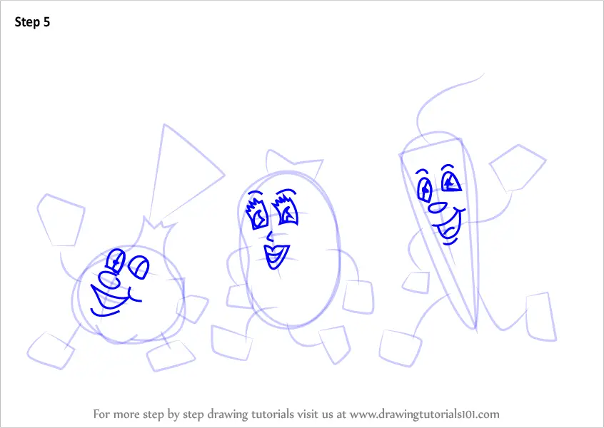 vegetables cartoon how draw to How by Draw Vegetables Cartoon to Step Step