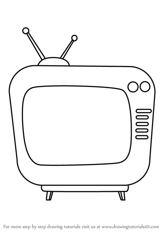 Learn How to Draw Television for Kids (Objects) Step by Step : Drawing