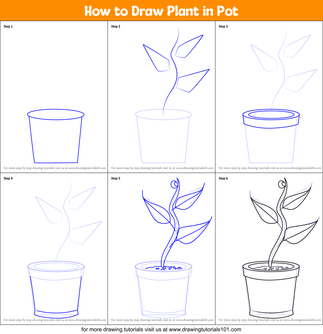 How To Draw Plant In Pot Plants For Kids Step By Step 