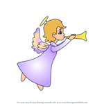 How to Draw Angel Blowing a Horn
