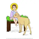 How to Draw Baby Jesus with Lamb