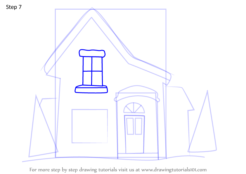 Learn How to Draw Christmas House (Christmas) Step by Step : Drawing