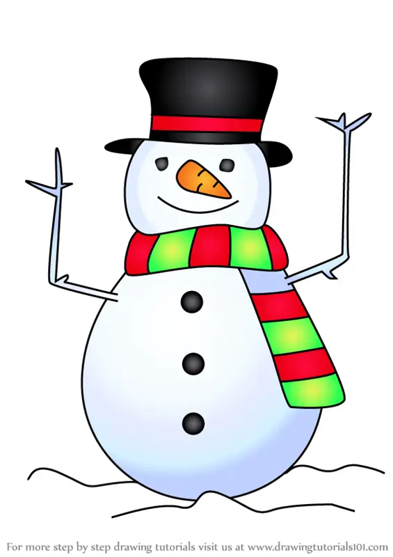 Learn How to Draw Christmas Snowman (Christmas) Step by Step Drawing