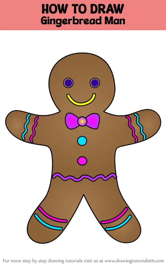 How to Draw a Gingerbread Man – Step by Step Guide | Gingerbread man drawing,  Felt flowers diy, Gingerbread man