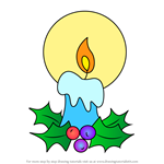 How to Draw Holly Berry Candle Glowing